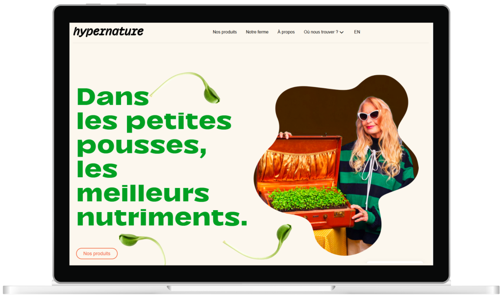 Mockup de la page d'accueil en version desktop de Hypernature