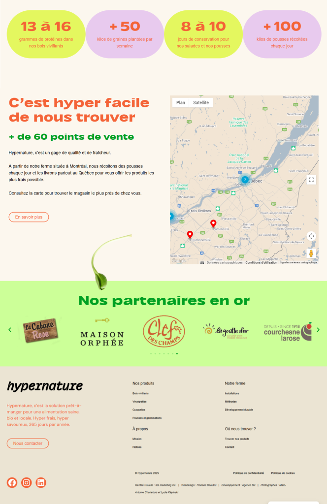 Capture du bas de la page d'accueil en desktop de Hypernature
